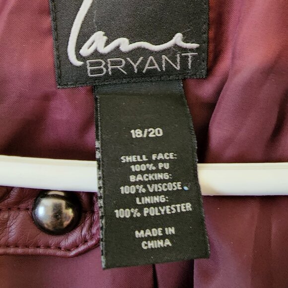 Lane Bryant Faux Leather Structured Zip Sleeve Purple Jacket Sz 18/20 - Picture 6 of 8